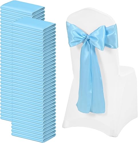 Vista 138 de 72 fundas universales para sillas de satén rojo, con lazos para silla, reutilizables, suministros para Navidad, bodas, recepciones, eventos