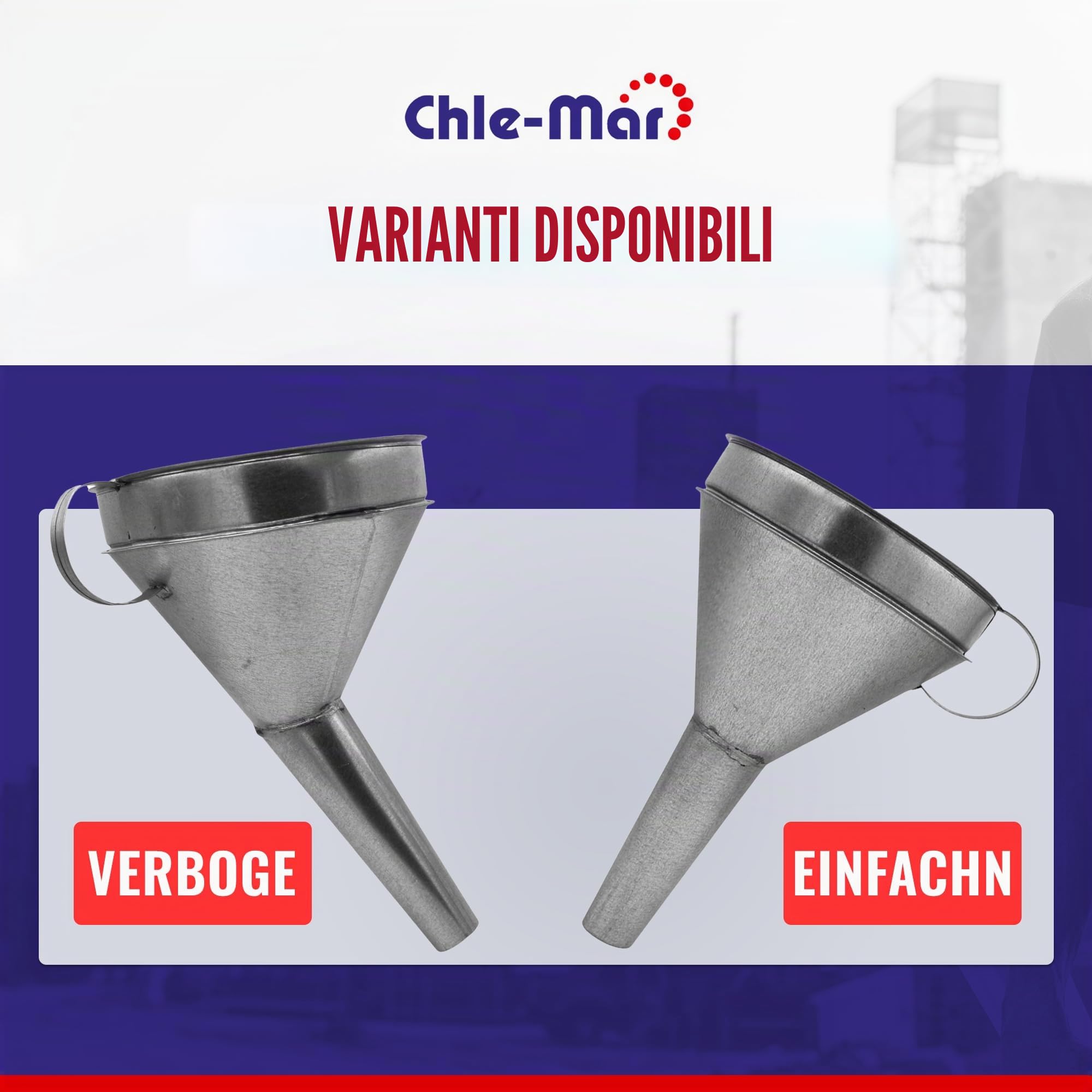 Chle-Mar - Imbuto in metallo per benzina con filtro | Imbuto per olio Auto & veicoli a motore grande | Robusto imbuto in metallo con manico per benzina, olio motore e liquidi tecnici | Grande imbuto