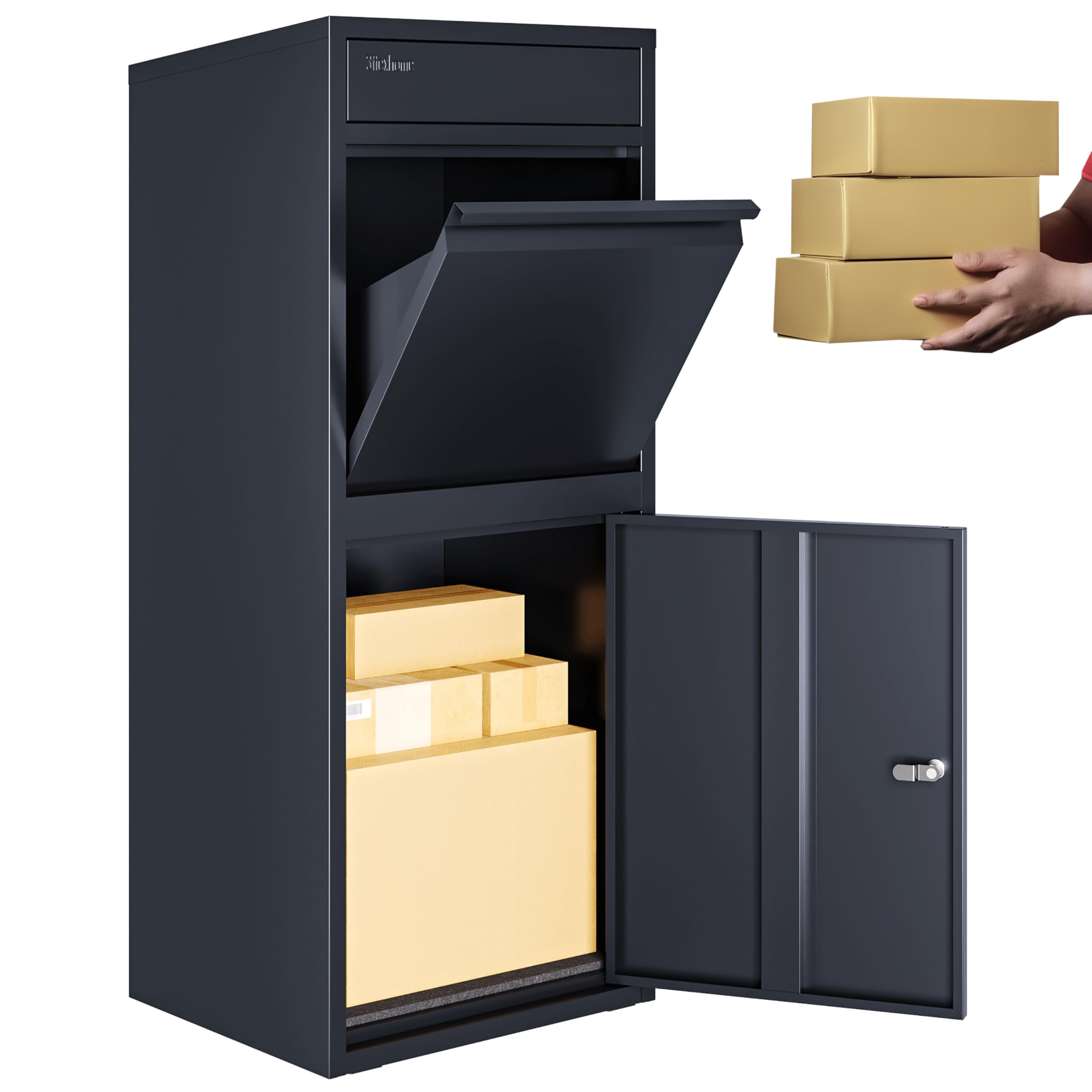3FlexHome Phoenix Extra Large Parcel Box - Large Parcel Box Outdoor, Delivery Box with Secure Front Access, Durable, Lockable Weatherproof Parcel Drop Box For Multiple Packages (GREY)