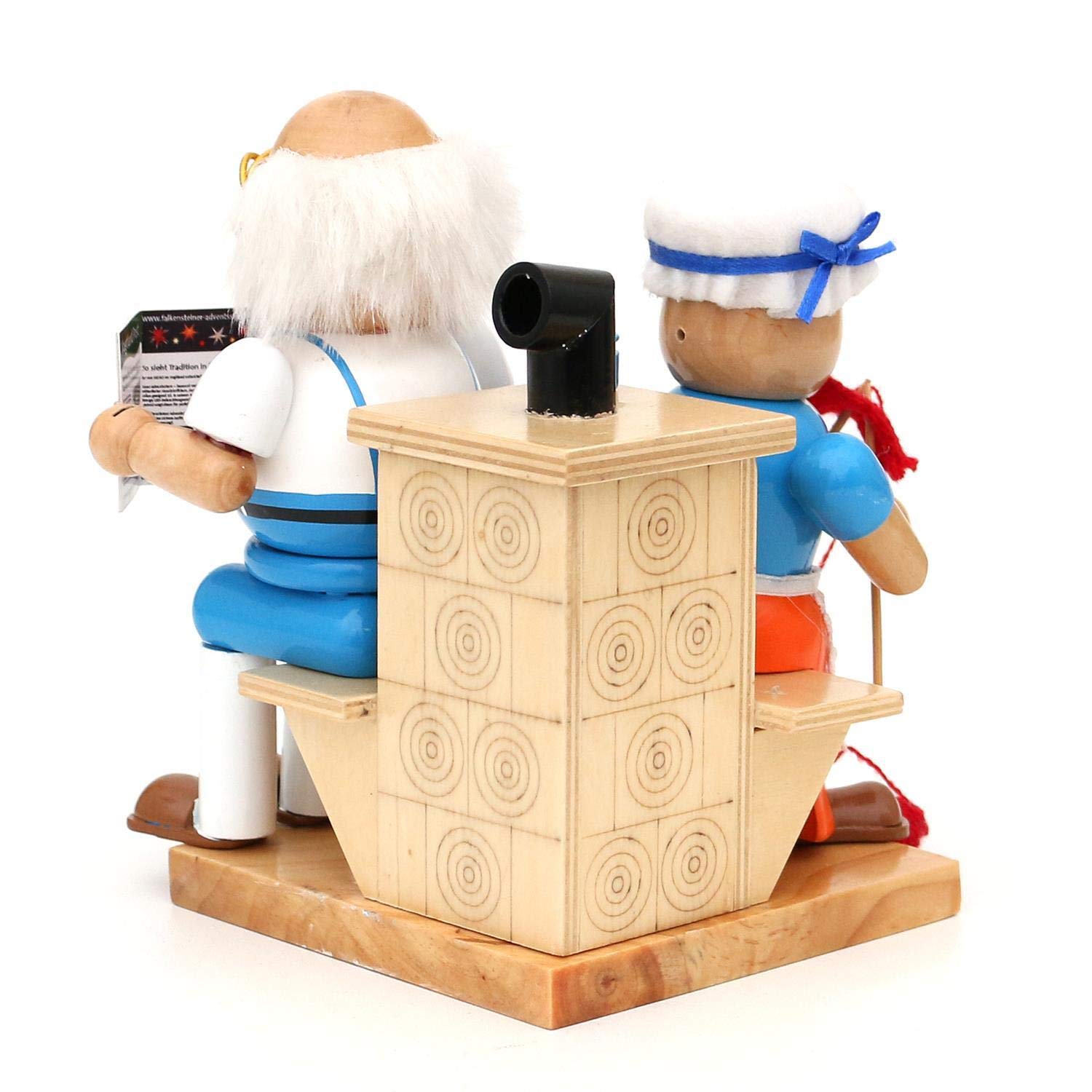 Dekohelden24 - Figure in legno per affumicatura, nonna e nonna, dimensioni di ogni statuetta ca. 9 x 7 x 16,5 cm, con 1 confezione di candele di incenso profumate di Natale