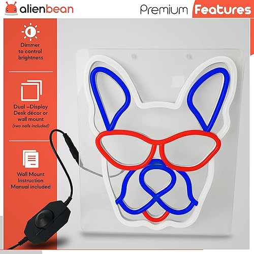 Miniatura 7 de na1 Letrero de luz de neón de PVC de Bulldog francés, decoración de escritorio, regalo divertido único para los amantes de los franceses, tornillos