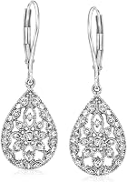 Ross-Simons 0.10 ct. t.w. Diamond Openwork Teardrop Drop Earrings in Sterling Silver for Women