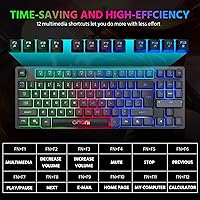 Vista 7 de CHONCHOW Teclado LED inalámbrico, teclado recargable con retroiluminación LED RGB de 87 teclas, teclado iluminado para juegos para PC, PS4, PS5