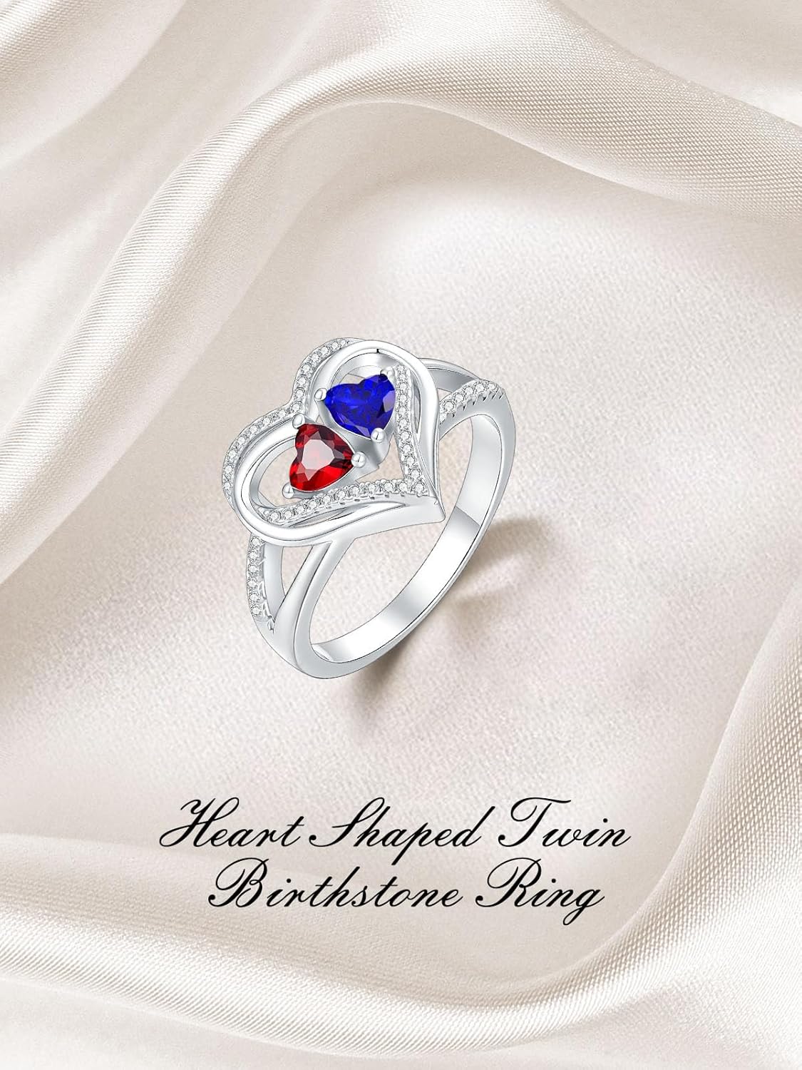 Birthstone Rings Heart Rings Engagement Wedding Promise Ring Anniversary Christmas Valentine Mothers Day Birthday Gifts for Women Wife Her Girlfriend
