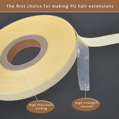 Miniatura 9 de 516"(0.8cm)*12 yardas Cinta para extensiones de cabello con cinta adhesiva de doble cara para extensiones de cabello con cinta (blanco)