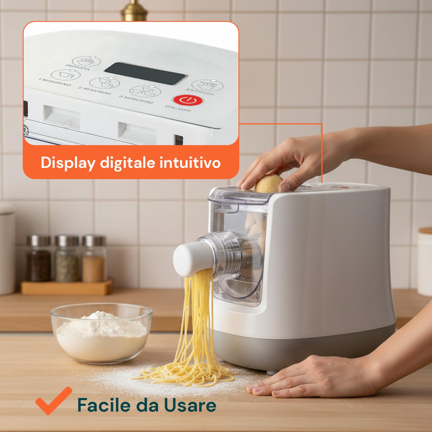Wintem – Machine électrique pour pâtes fraîches 500g avec affichage numérique et 13 bandes interchangeables pour pâtes fraîches faites maison facile à utiliser et à nettoyer