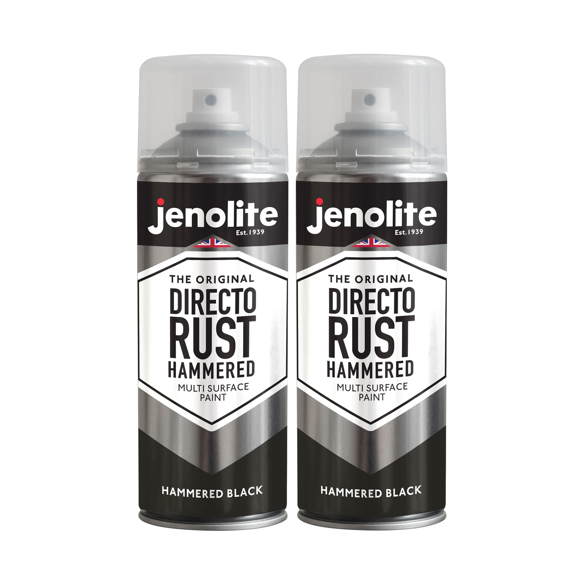 Jenolite Black Directorust Hammered Metal Spray Paint | | 2X400ml | Multi Surface Spray Paint For Metal | Hammered Finish Paint | All-In-One Primer, Undercoat & Topcoat | Apply Direct To Rust