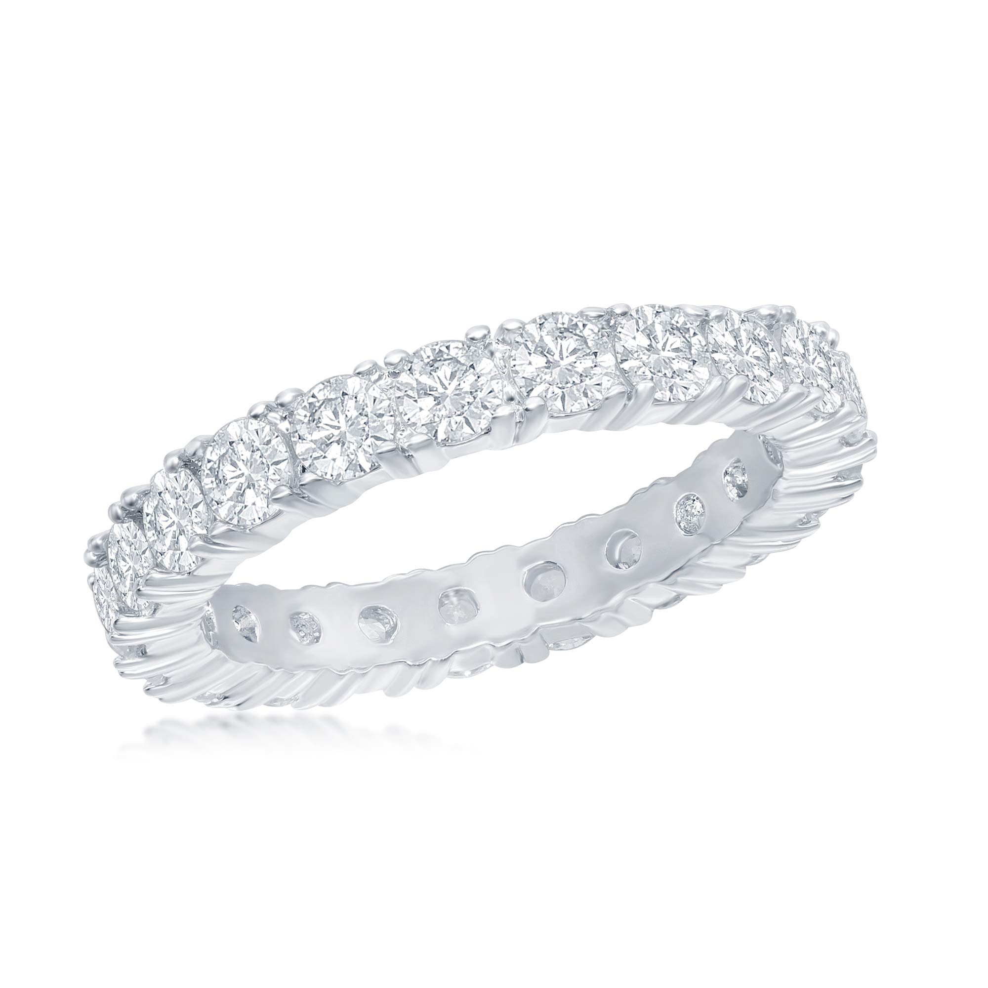 BEAUX BIJOUXSilver Tone 3.5mm Simulated Diamond CZ Eternity Band Ring