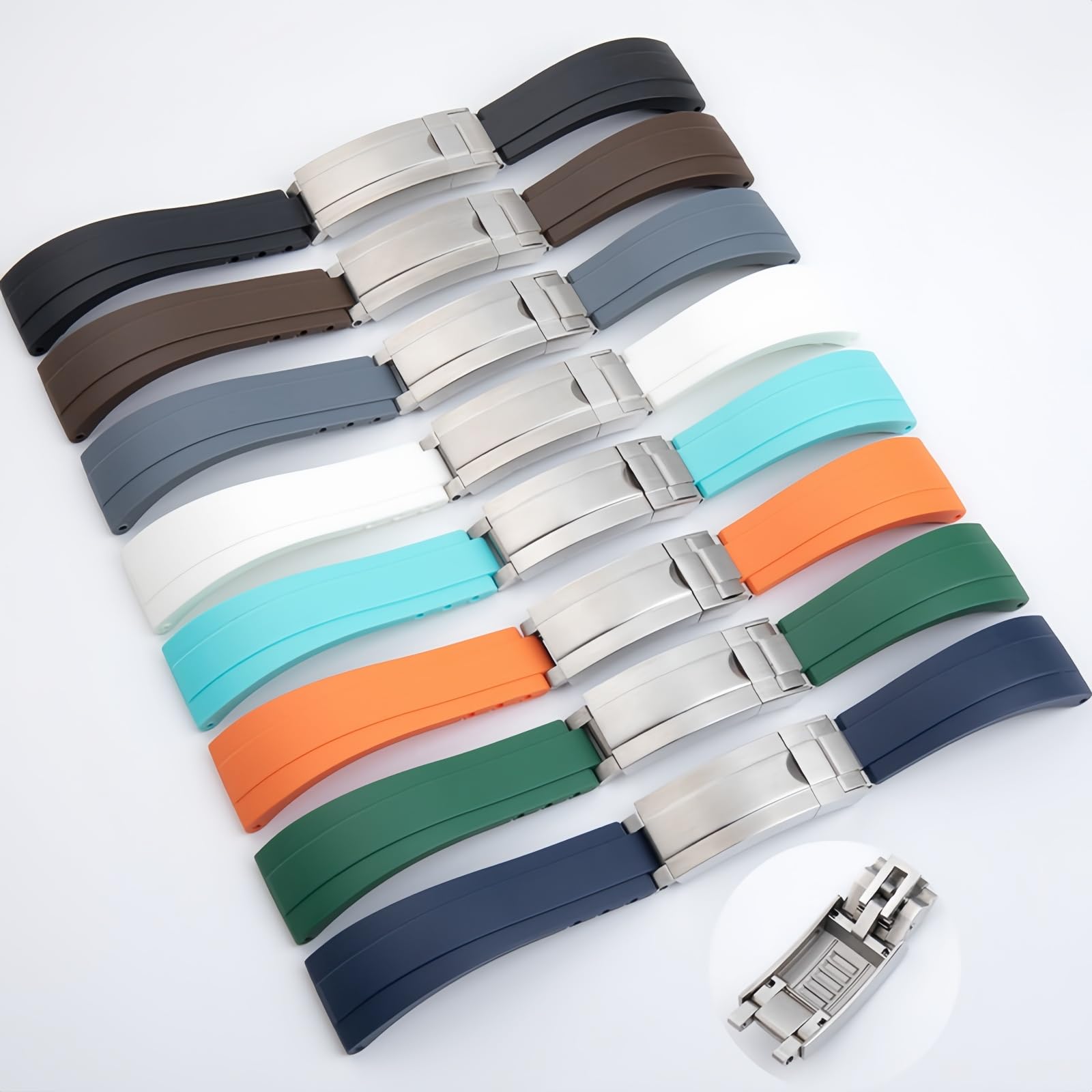 21mm Silikon Sport Uhr Armband - Schiebeverschluss Armband Ersatz Uhr Armband für Rolex Daytona Submariner