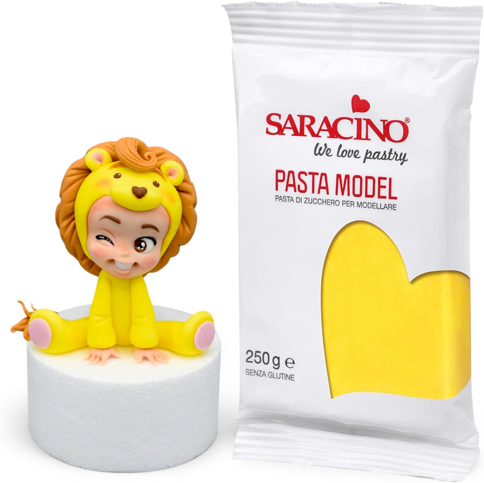 Saracino Sugar Paste Model Yellow Modelling Paste 250 g Gluten Free Made in Italy