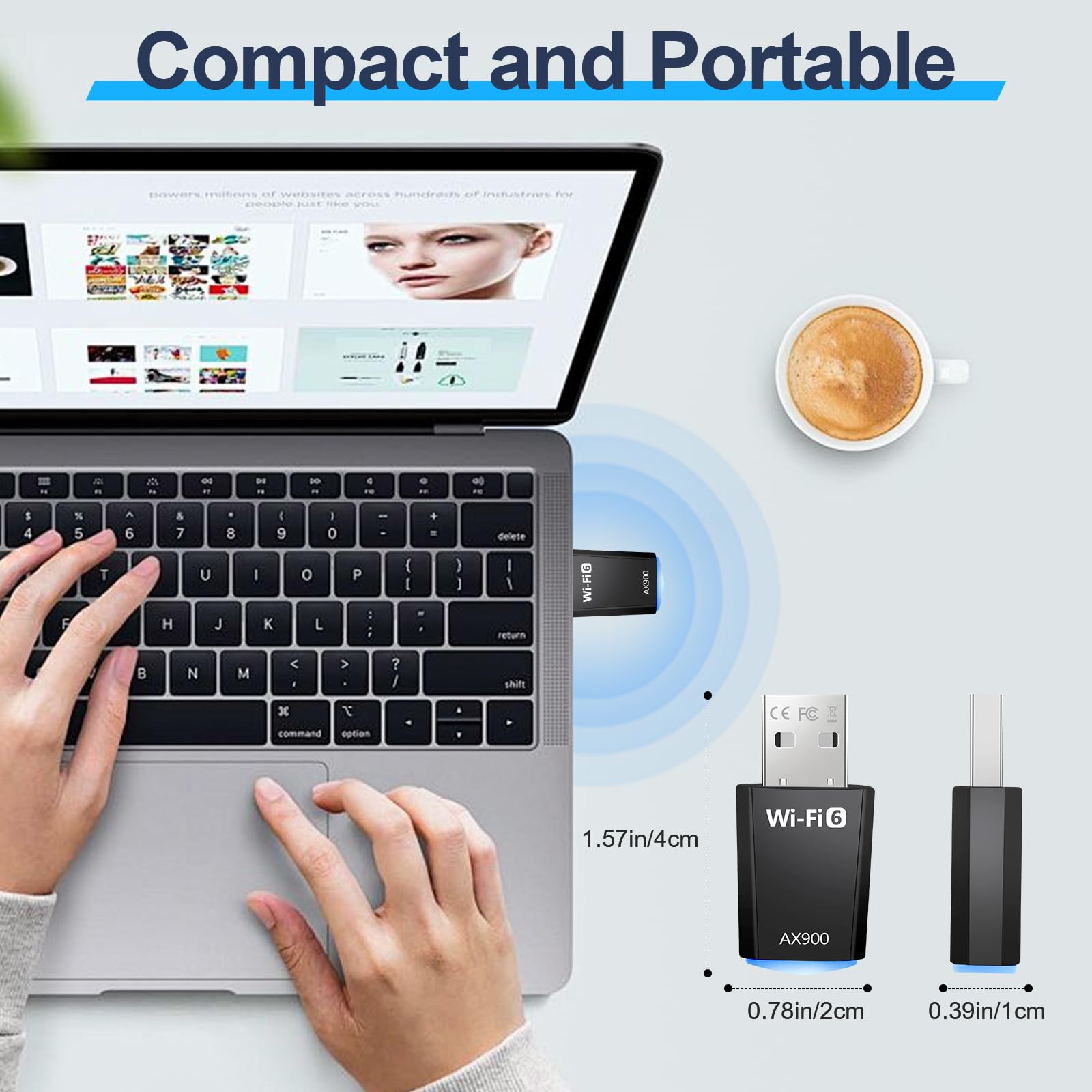 Chiavetta Wifi AX900 WiFi 6 Dual Band 5GHz 2,4GHz Adattatore USB per PC Fisso Supporta Windows 7/10/11