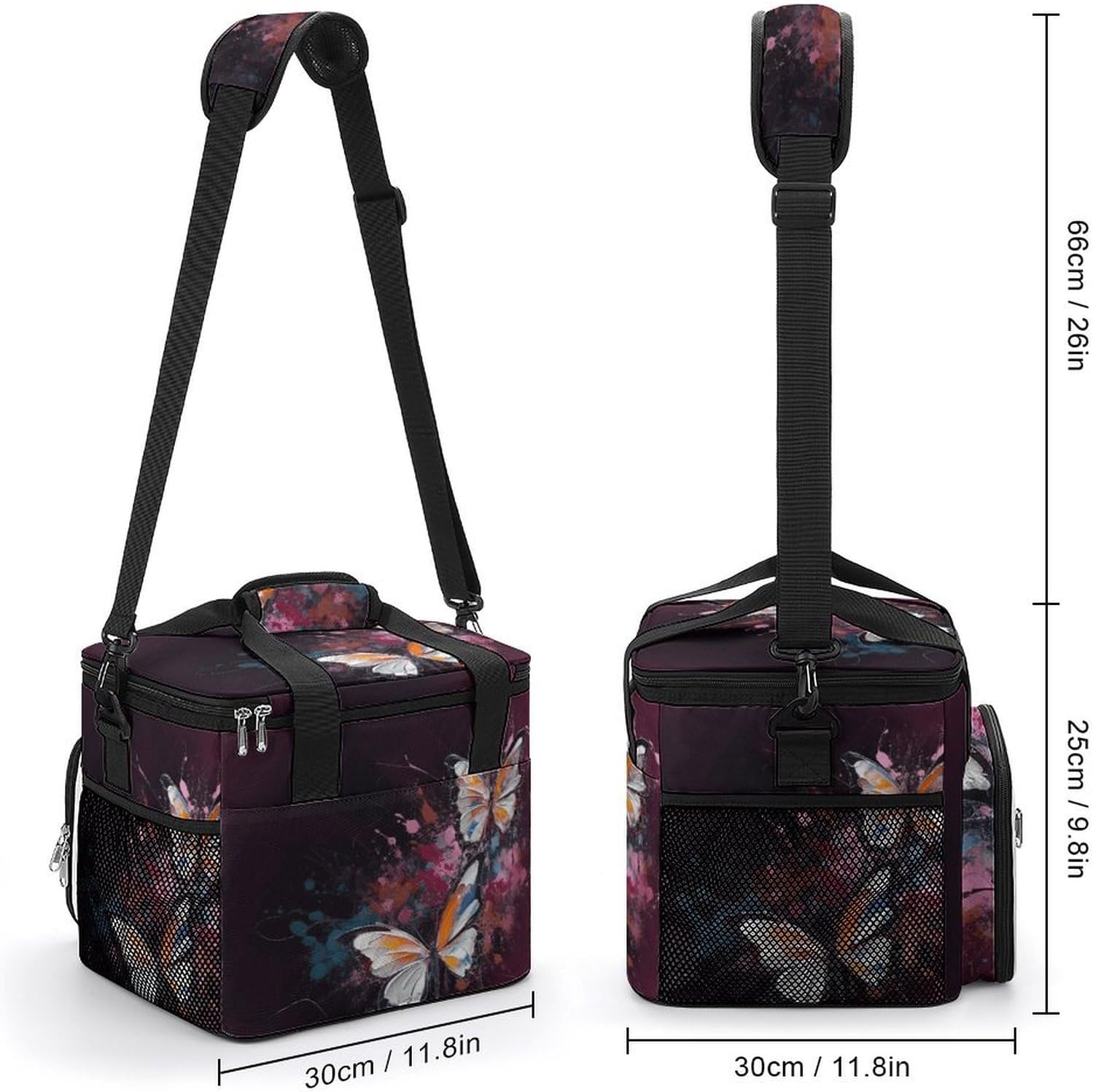 Camping Ice Pack, Abstract Butterfly Print Cooler Bag, 22.5L Large Capacity Insulated Lunch Tote Bag for Outdoor, Picnic, BBQ, Travel, Work
