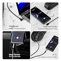 Vista 5 de Cable AUX de 1 pie/0,3 m, cable de audio estéreo de 3,5 mm, cable auxiliar estéreo macho a macho de 90 grados, cable TRS de ángulo recto compatible