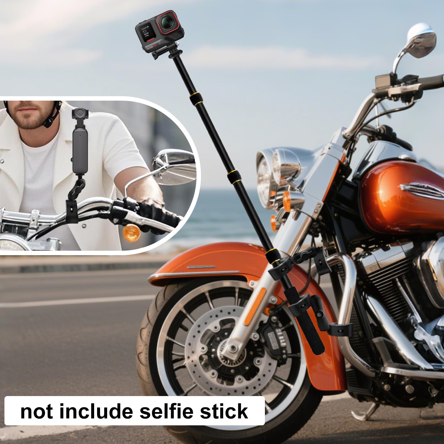 Forte-Dazio Moto Camera Monte Kit compatibile con DJI OSMO 360, OSMO NANO, Universale Doppio Morsetto Manubrio Titolare compatibile con Insta 360 per Bici ATV UTV Barca Equitazione Video(No Bastone)