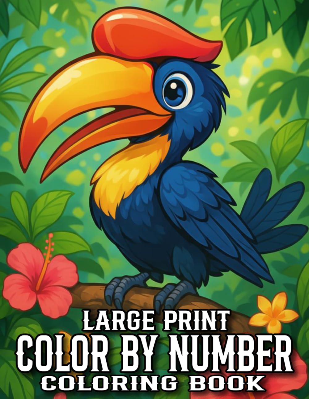 Large Print Color By Number Coloring Book: Large Print Color By Number Coloring Book For Seniors With Bird, Flower, Butterfly and More.