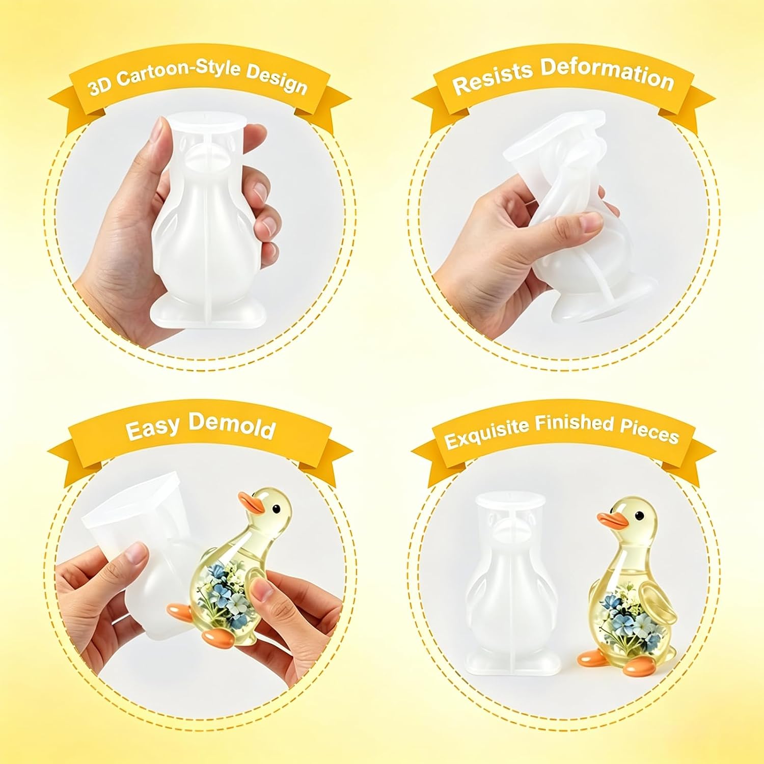 2Pcs YDPLFDT 3D Duck Silicone Mold, Cute Duck Silicone Molds for Resin Crafts for Resin,Modern Animal Silicone Molds for Home Decor,DIY, Commercial and Industrial Use(White)