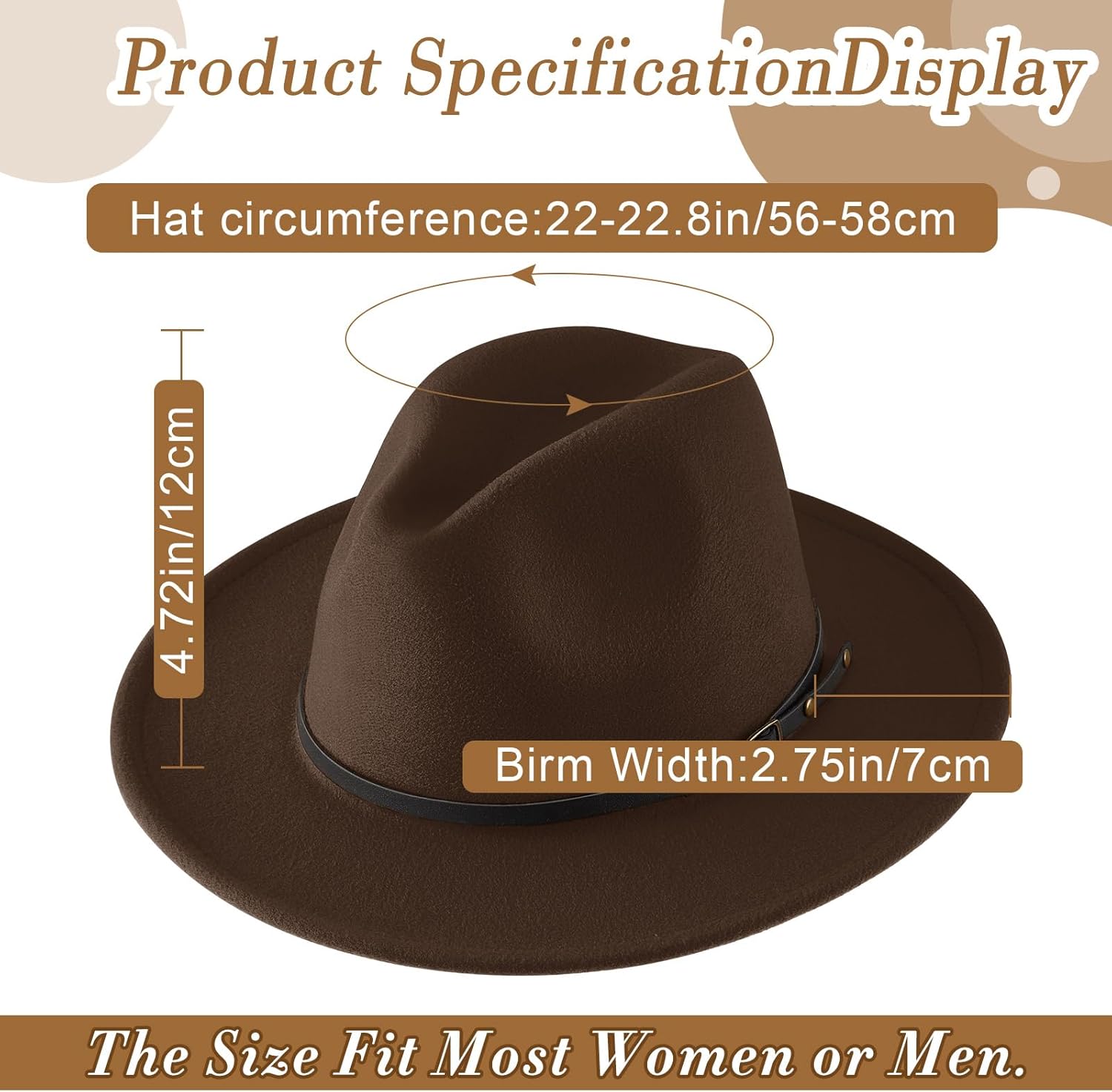 Hercicy 6 Pcs Fedora Hats for Women Men Felt Wide Brim Hats Vintage Boho Hat with Belt Buckle Panama Hat