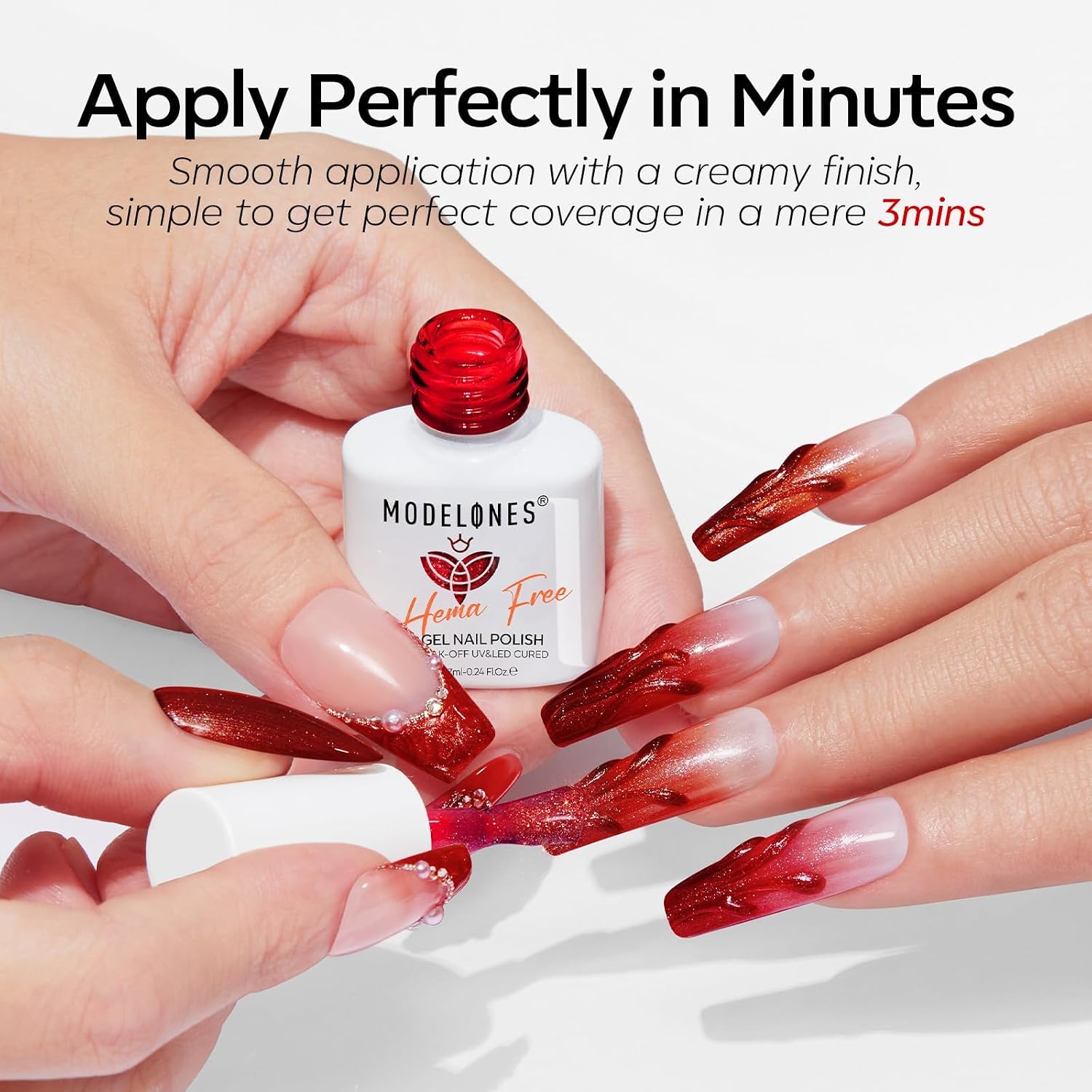 modelones Red Gel Nail Polish Set 6 Colors Burgundy Cherry Dark Red Cat Eye Glitter Color Changing 2026 Mother Day Hema&TPO Free Gel Polish Kit with Magnet Soak Off Nail Art DIY Gifts