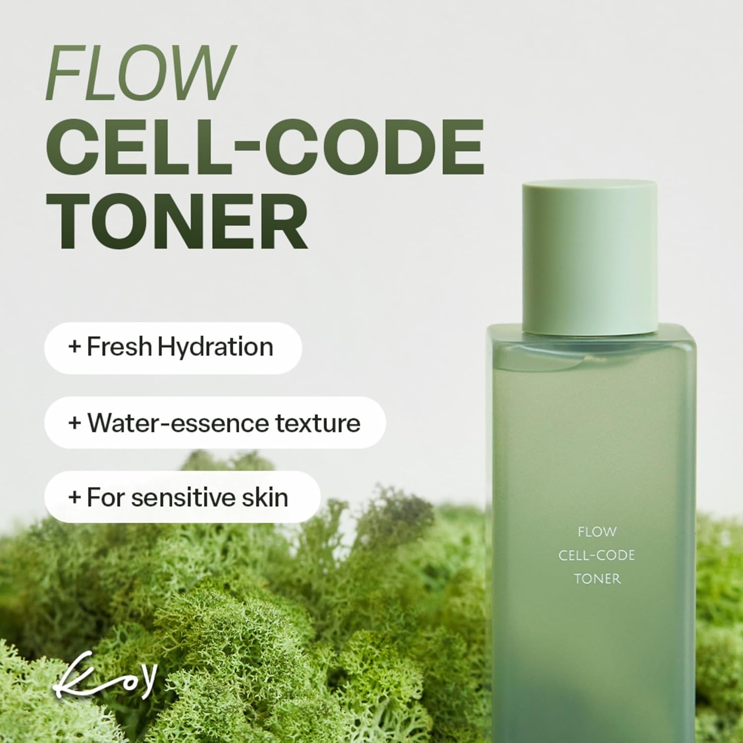 KOY Flow Cell-Code Toner, Hydrating & Soothing Toner for Sensitive Skin, AHA BHA PHA for Dullskin and Pore impurities, Niacinamide, Panthenol, Hyaluronic Acid for Smoothing and Cooling Care, 150ml - Image 2
