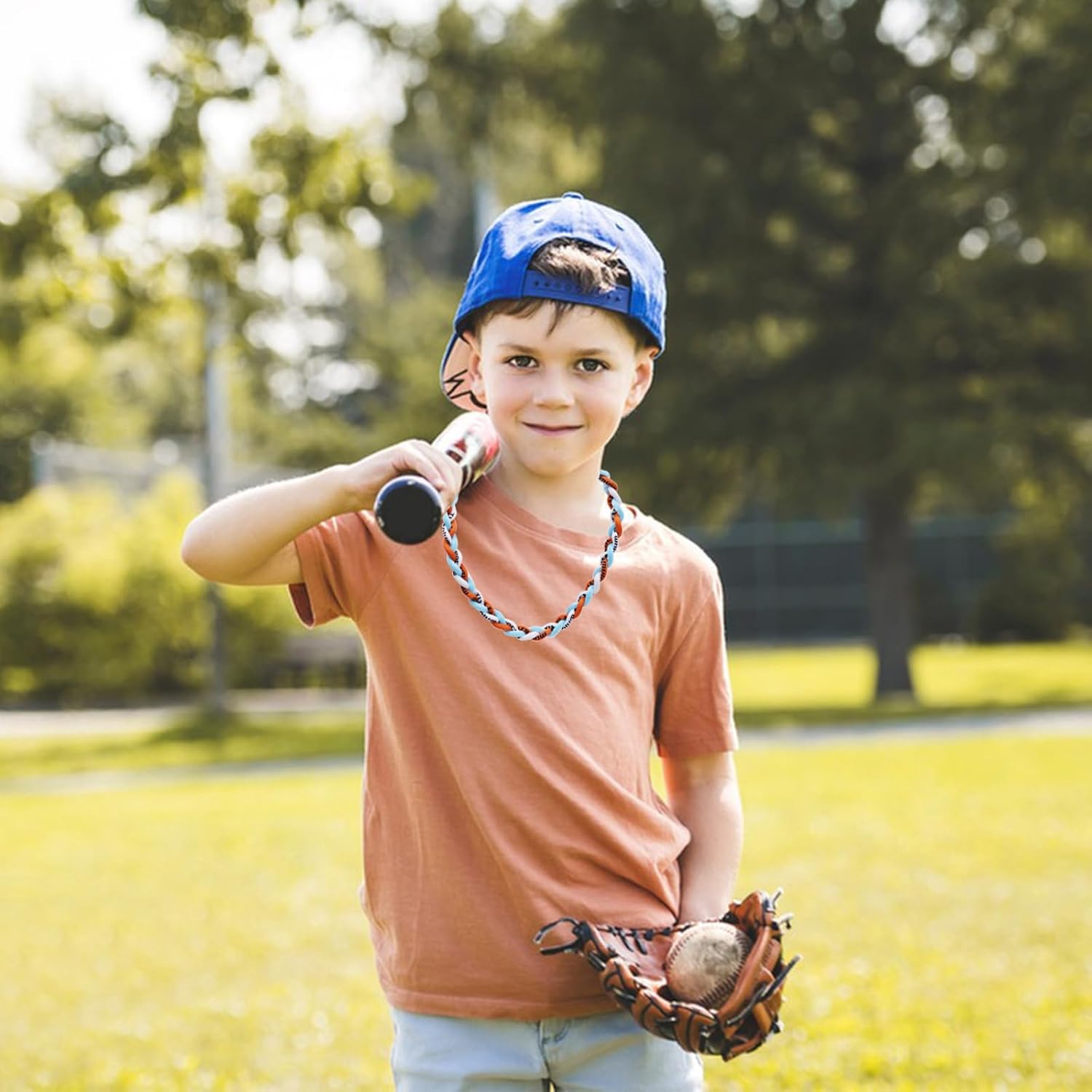 3 Pieces Baseball Necklaces Three Colors Three Braided Rope Tornado Titanium Necklaces Sport Rope Necklaces for Boys Men Player - Image 4