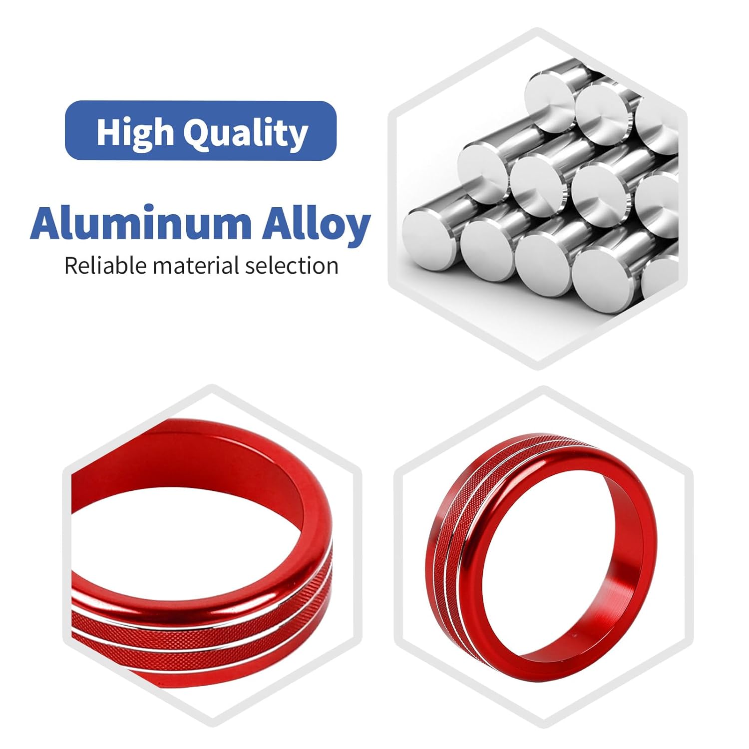 RT-TCZ for Silverado Console Control Knob Covers Trim Rings for Chevy Silverado 2019 up for Suburban 2020 up for Tahoe 2021 up Red Interior Accessories 10pcs