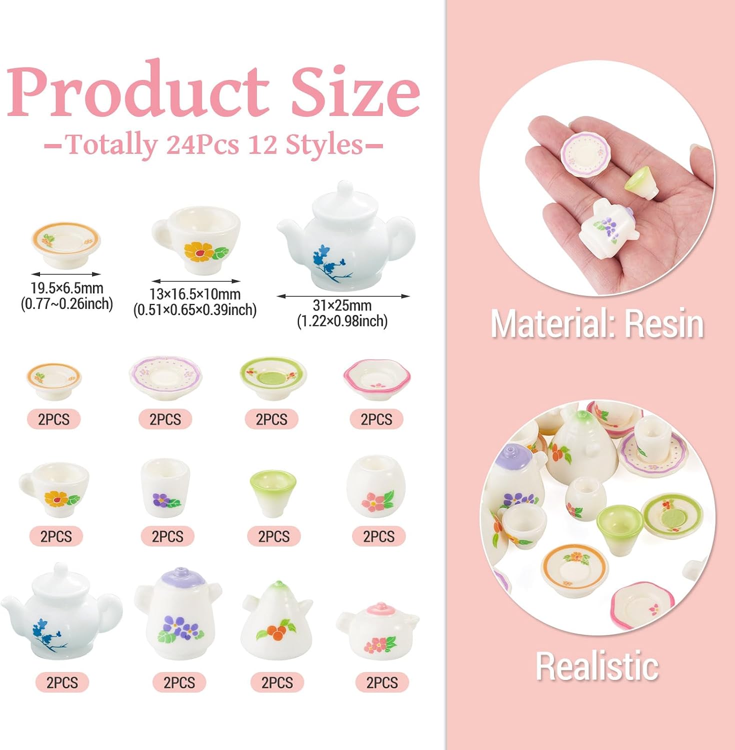 Resin Tea Set Miniature Ornaments Tea Cup Dollhouse Accessories image 5