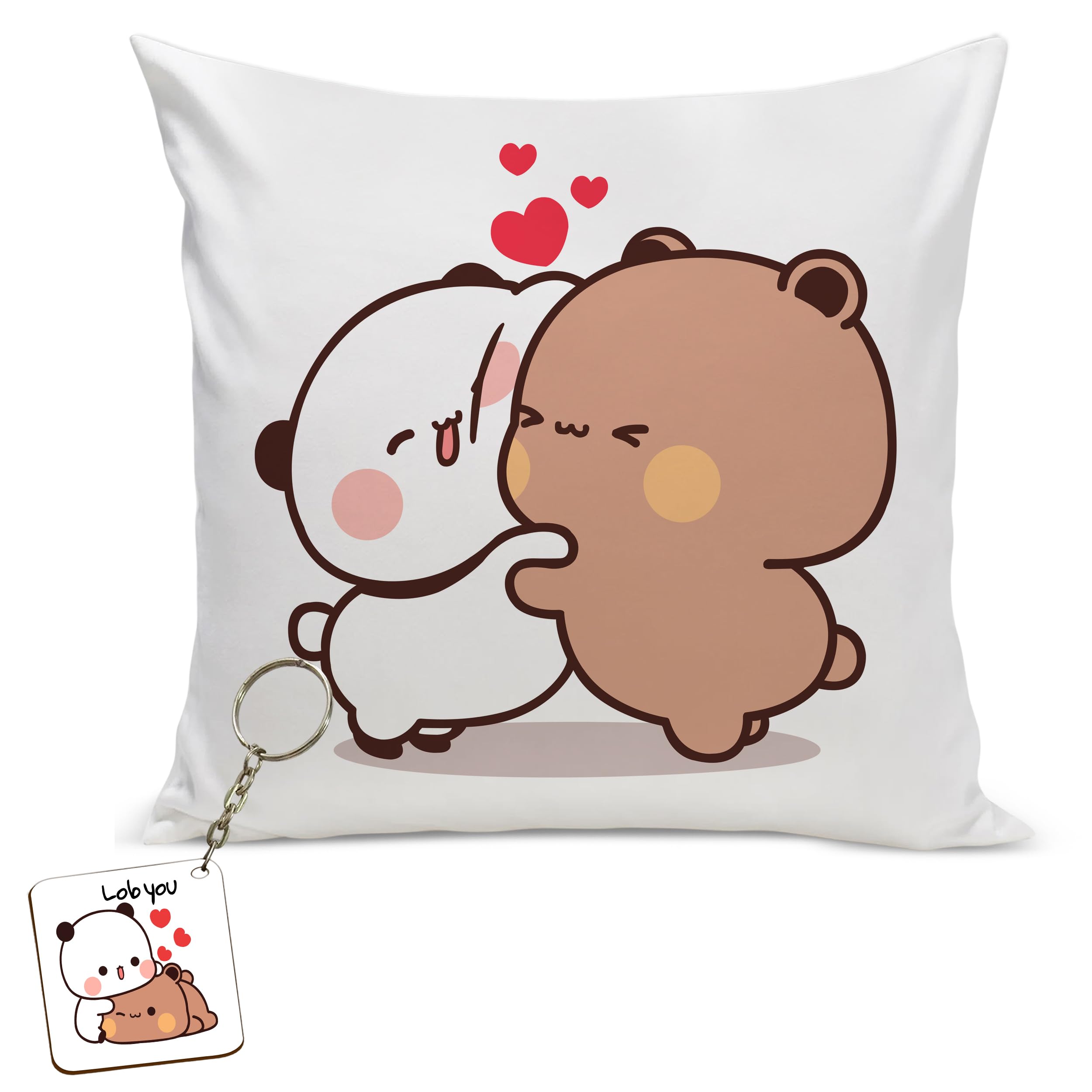Bubu Dudu Cushion Love Gift for Birthday | Gift for Wife Cushion Cover with Filler AT-25-image-12