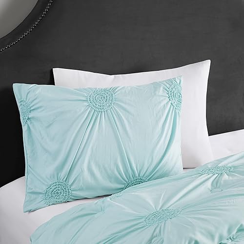 Miniatura 5 de Comfort Spaces Ember Cozy Juego de edredón elástico con diseño de medallón fruncido, ropa de cama moderna para todas las estaciones con relleno