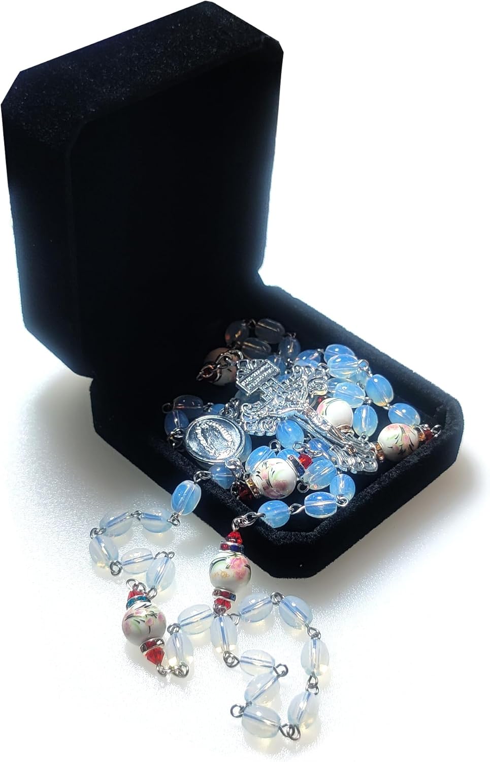 Rosary Beads Chaplet Artificial opal Rosery Cross Catholic gifts - Image 2