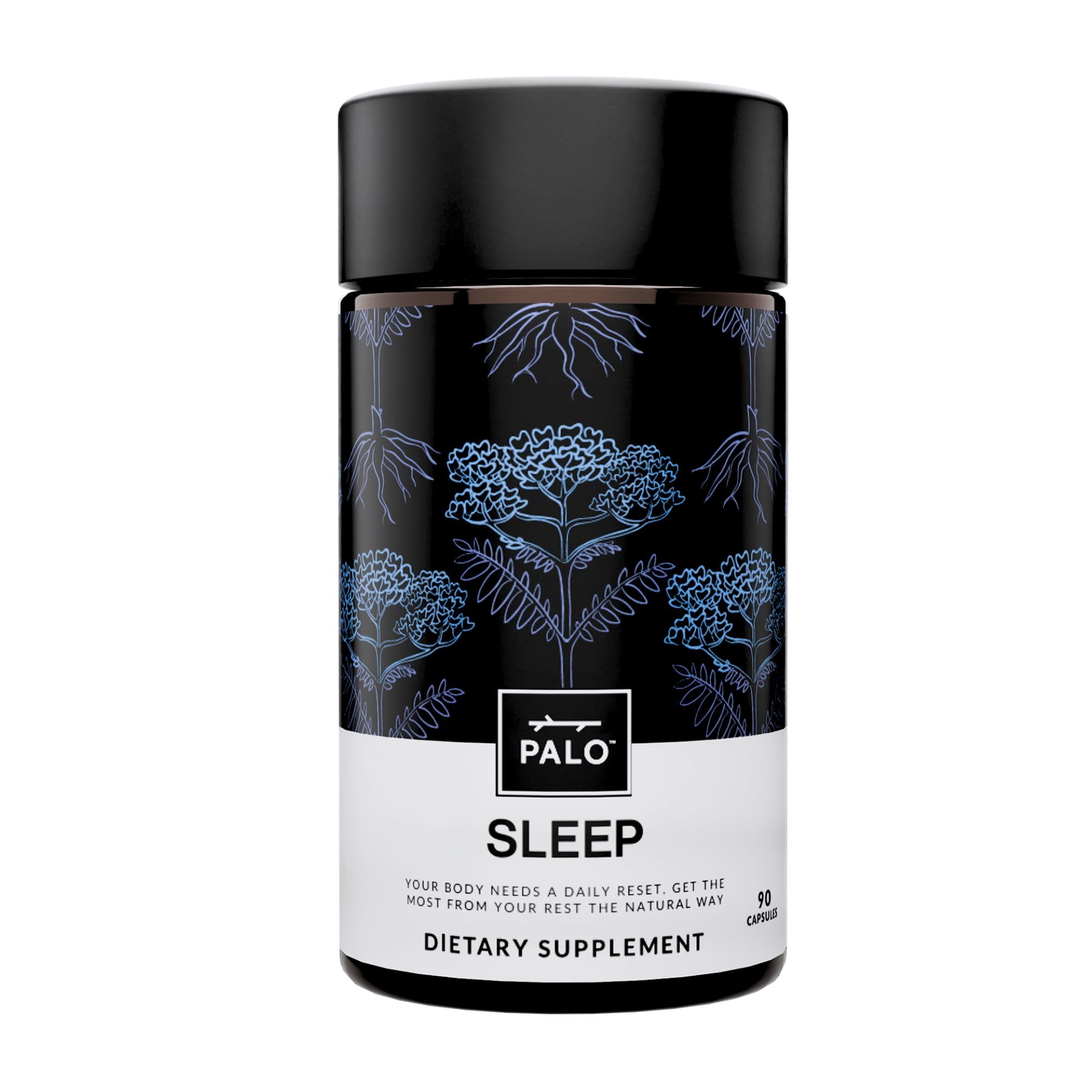 Palo Natural Sleep & Stress Supplement Melatonin-Free - Better Sleep & Wakeup Feeling Refreshed with Valerian Root, L-Theanine, Magnesium, Chamomile, Lemon Balm, Passionflower, Hops and More