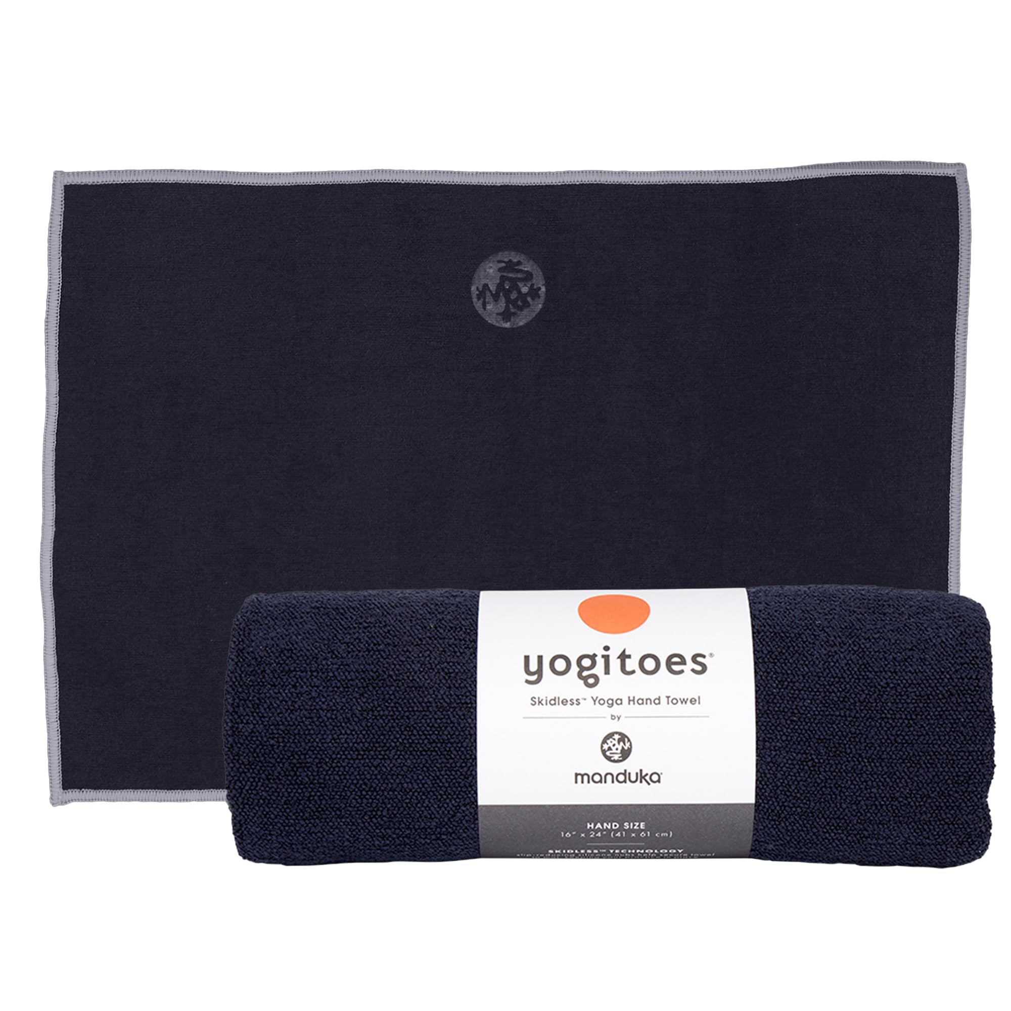 Manduka Midnight Yogitoes Yoga Towel For Mat, Non-Slip And Quick Dry For Hot Yoga With Rubber Bottom Grip Dots,Thin And Lightweight, 16" X 24",