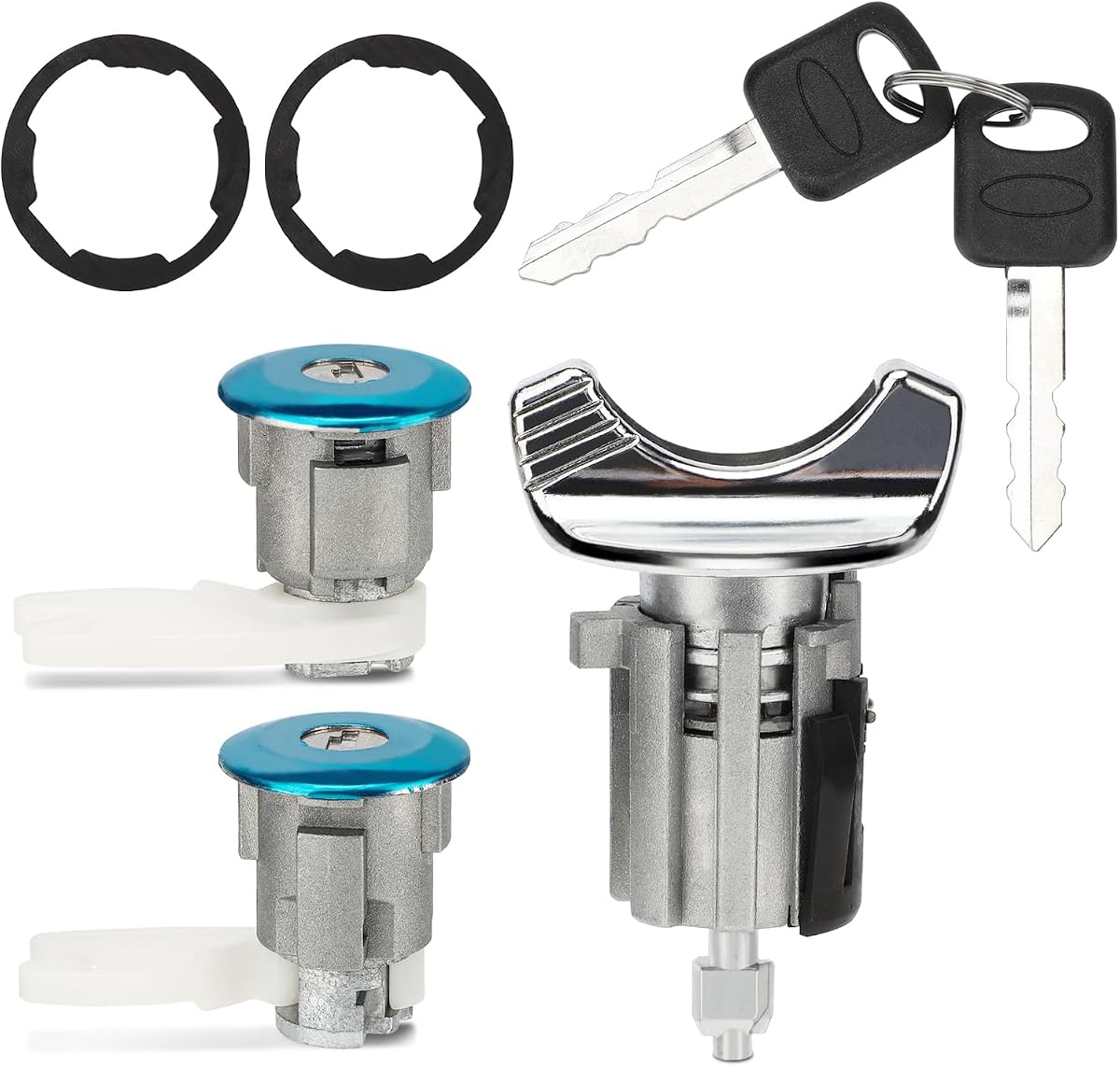 C42150 Cilindro de bloqueo del interruptor de encendido y cerradura de puerta con llave para Ford Mercury | Se adapta a 90-96 E150 E250 E350 F150 F250 F350 Mustang Bronco Taurus Sable Reemplaza C-42-150 DP-42-122 F3UZ1522050D