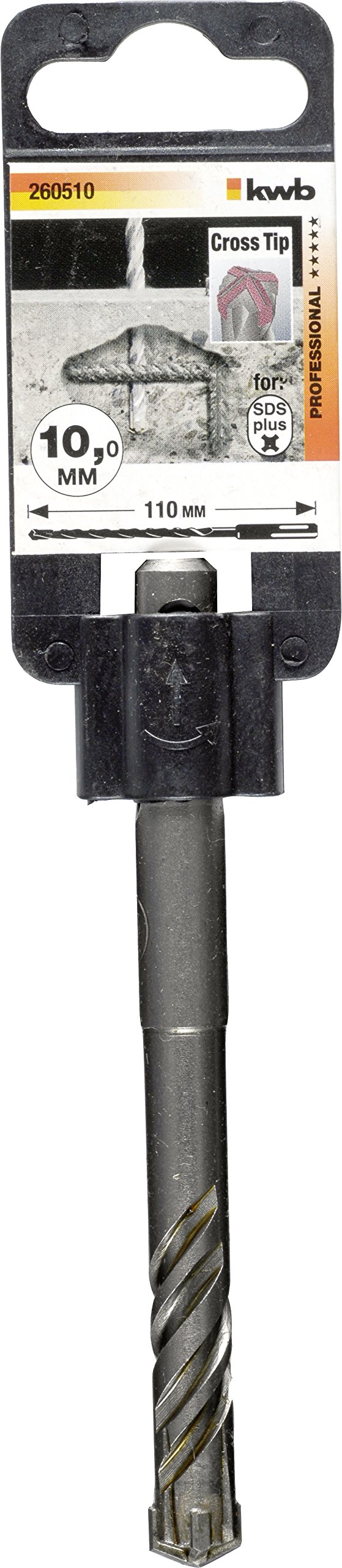 kwb Wiertło udarowe Cross-Tip Ø 10,0 mm 260510 (długość 110 mm, 4-ostrzowe, SDS plus uchwyt)