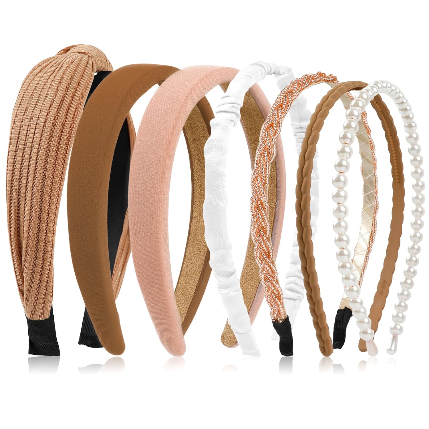 7 Pcs Headbands for Women Non Slip Headband Brown Knotted Headband for Women Pearl Headbands Different Fashion Headbands Hair Accessories 7 Pcs Headbands for Women Non Slip Headband Brown Knotted Headband for Women Pearl Headbands Different Fashion Headbands Hair Accessories