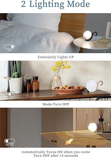 Miniatura 2 de Musashi Luz nocturna con sensor de movimiento para interiores, luz portátil con pilas, recargable, luz de noche para gatitos, color negro WAM-051BK