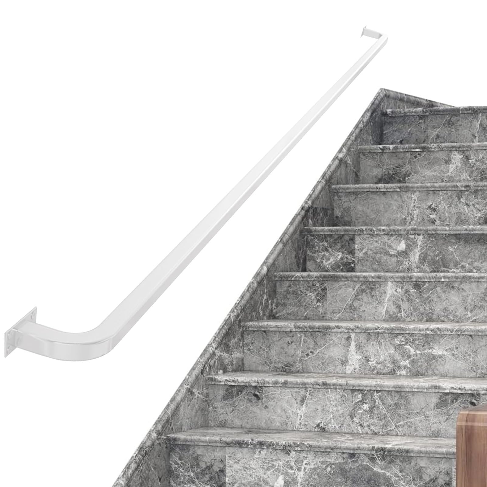 Barre d'appui carrée antidérapante de 180 cm pour prévenir les chutes dans l'escalier extérieur