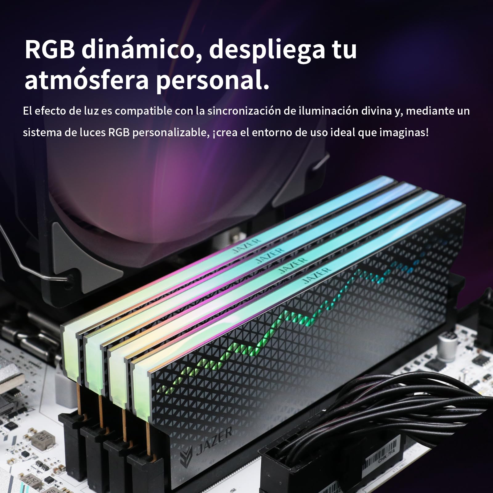 JAZER DDR5 RGB RAM 32GB Kit (2X16GB) 6000MT/s CL38 UDIMM 288-pin, XMP 3.0/EXP0 32GB DDR5 Desktop Gaming Memoria