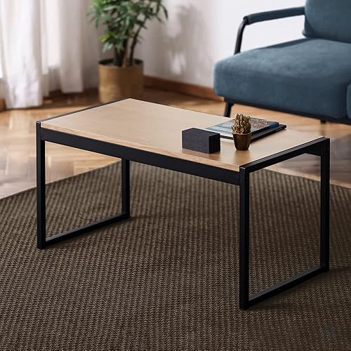 Iris Ohyama SFCT-800 Center Table, Living Room, Steel Frame, Center Table, Living Room, Wood, Steel, Width 31.5 x Depth 15.7 x Height 15.7 inches