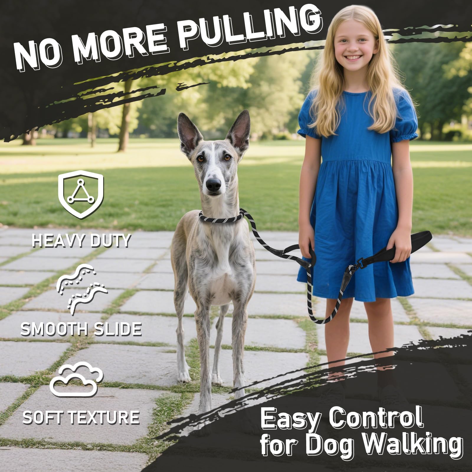 Kdsvakd Slip Lead for Dogs 1.2M/1.5M/1.8M No Pull Training Leash with Double Comfortable Handles and Collar Attachment - Image 3