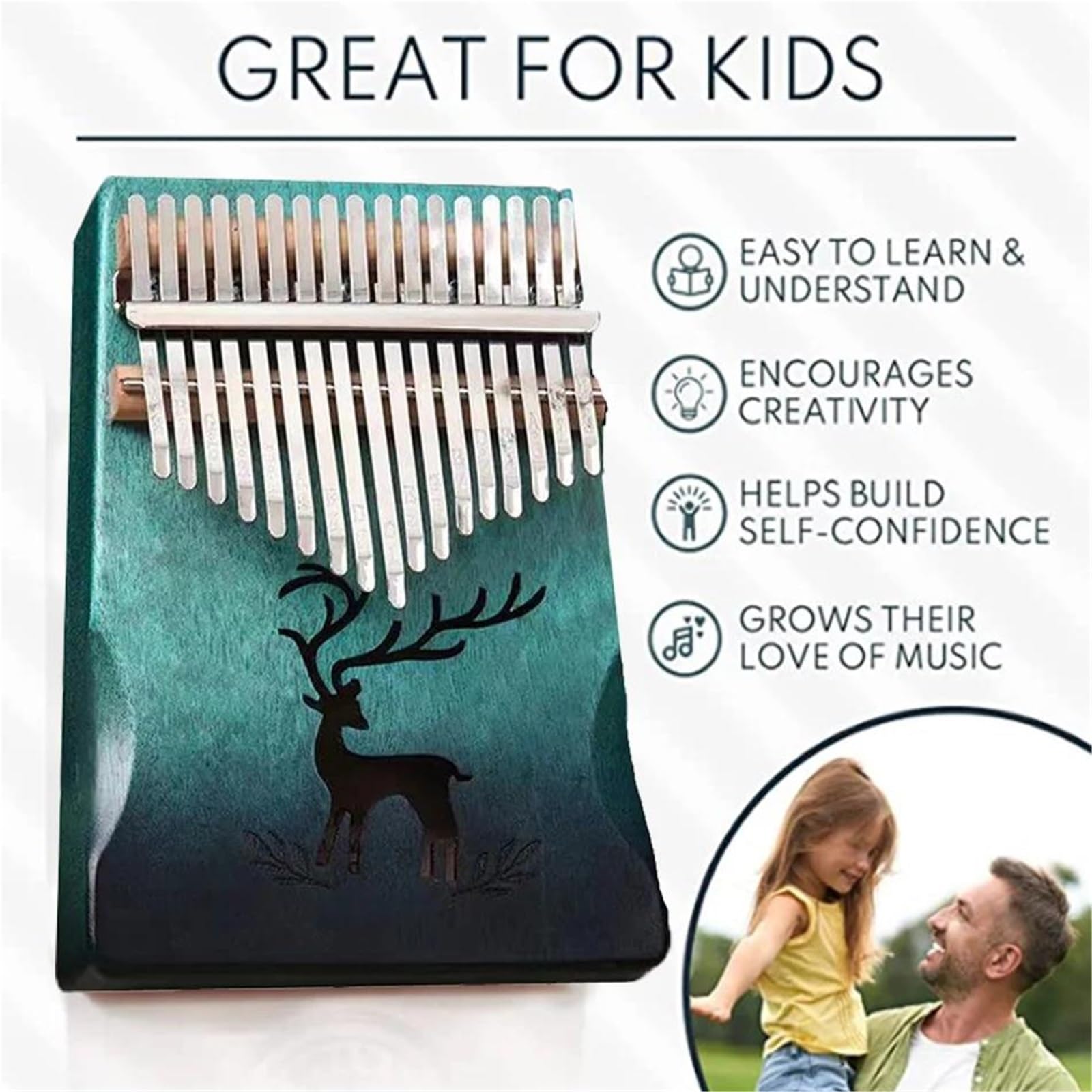 Professionelle 17 Tasten Daumenklavier Kalimba Körper Musikinstrumente Mit Zubehör Kreative Spieluhr Fingerklaviere(Style 1)