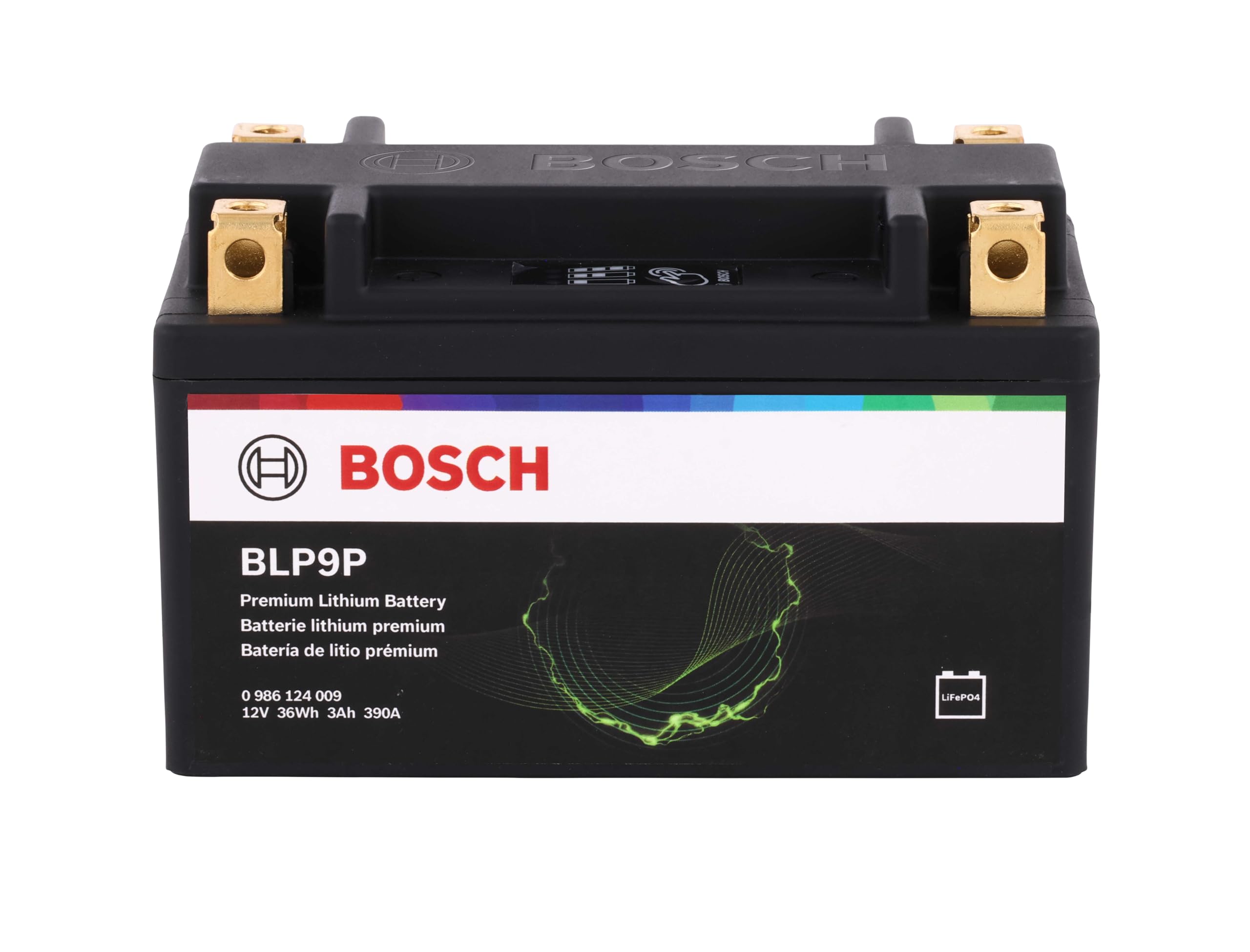 BOSCH BLP9P Premium Lithium PowerSport Battery - Group 9, 12V, 210 CA | Fast Charging and 4X Longer Life - Ideal for Motorcycles, ATV/UTVs, Scooters, Jet Skis + More; 5.91"L x 3.43"W x 3.66"H
