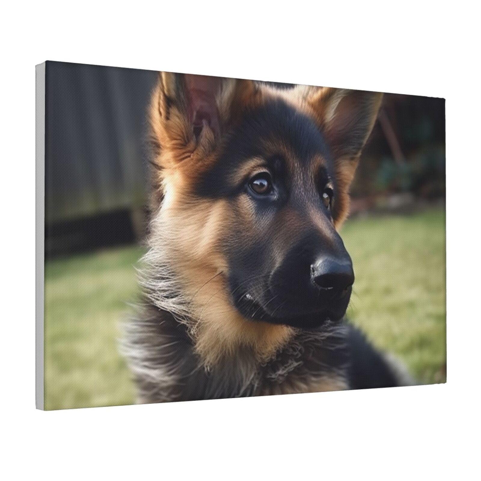 Framed Wall Art for Living Room Art Work, German Shepherd Puppy Picture Prints Modern Office Wall Paintings Poster Aesthetic Wall Decorations for Home Decor Ready To Hang 8"x12"