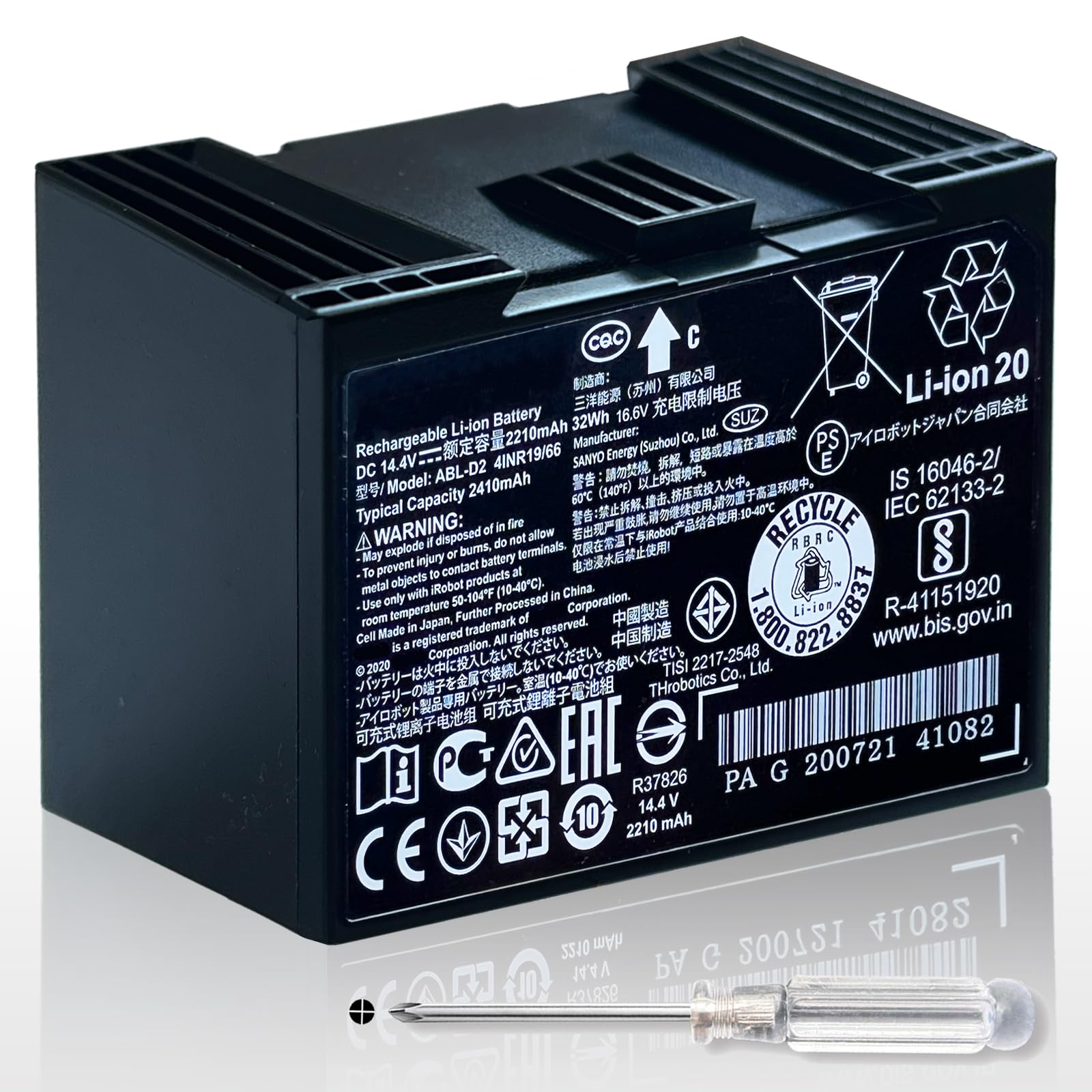 for iRobot Roomba j7 i4 i6 and i8 Series, j7 j7+ j7550 i4 i4+ i4150 i8 i8+ i8550, and for Roomba Combo j5 i5 j7+ j9+Series Robots, Replacement Lithium Ion Battery ABL-D2A DC 14.4V 2220mAh/32Wh