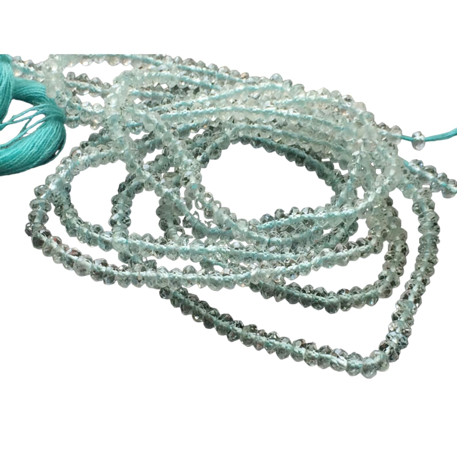 Perles aigue-marine en rondelles à facettes 3mm pour création de bijoux DIY