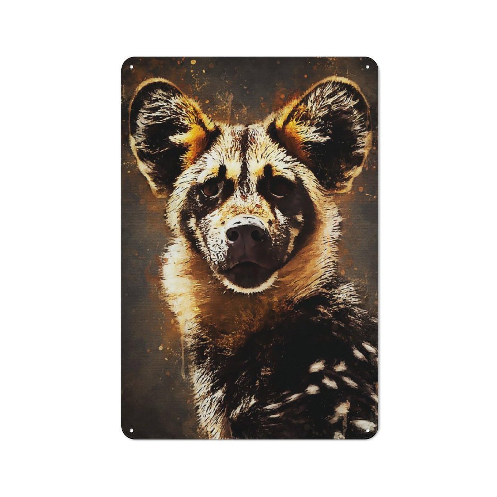Junmoney Style-21 Cute Hyena Tin Wall Plaque 30X20cm, Rustic Cottage Wall Art For Dining Room, Cafe, Entryway Or Family Room