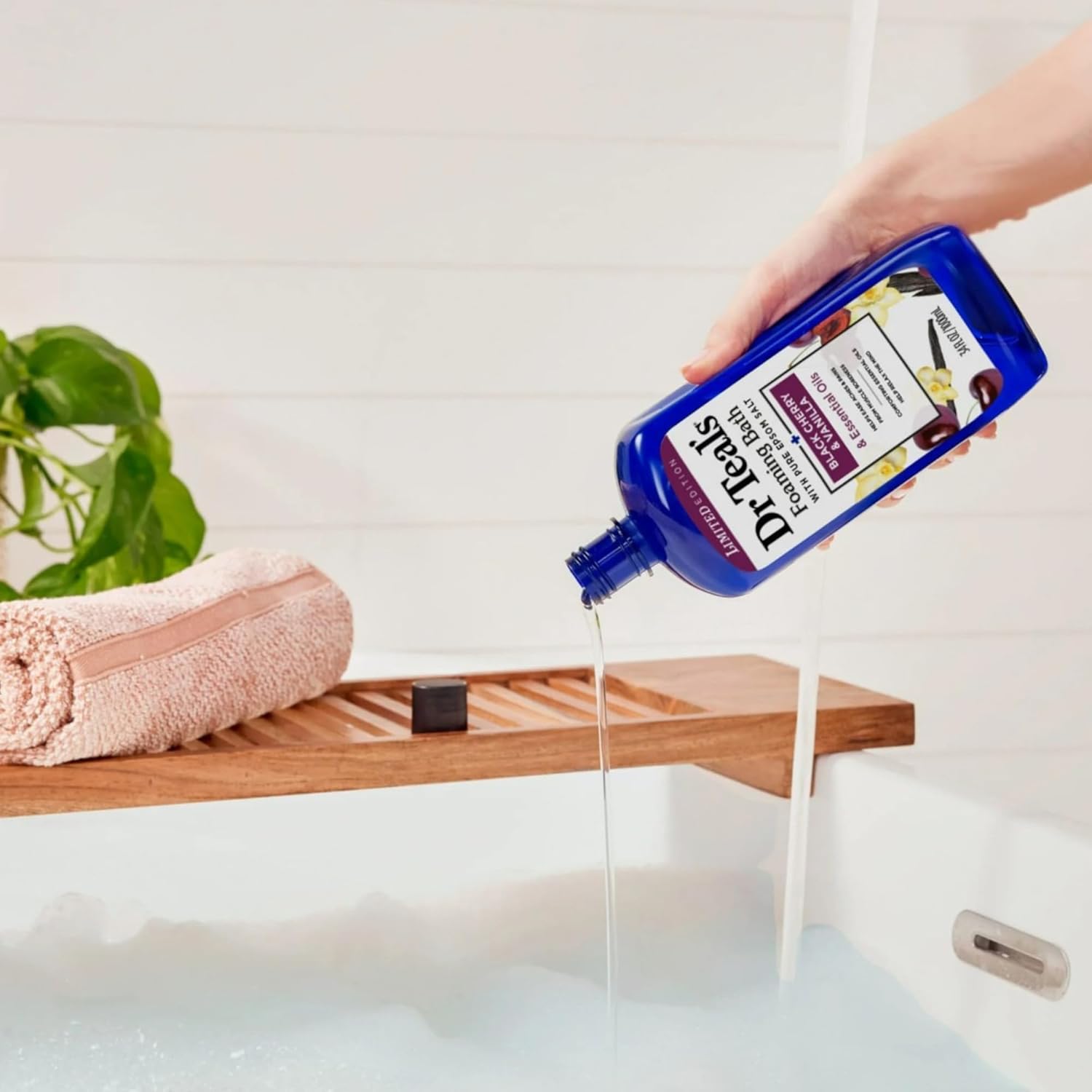Dr Teal's Limited Edition Black Cherry & Vanilla Bath Set, Pure Epsom Salt and Foaming Bath, 34 FL OZ