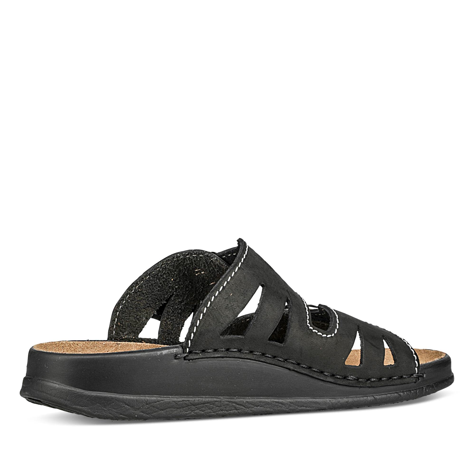Helix Herren Pantolette schwarz/Grafit Leder von Größe 42 bis 47