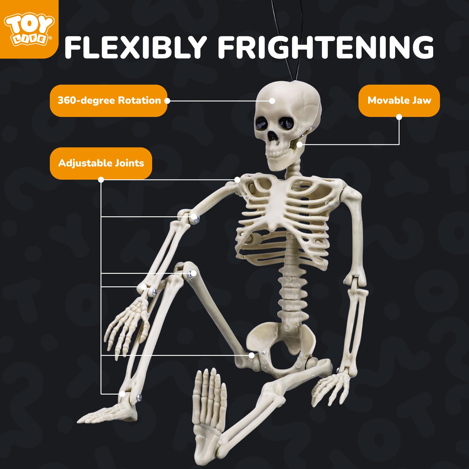 TOY Life Scheletro decorativo da appendere per Halloween, 10 pezzi, 40,6 cm, scheletro, decorazione per Halloween, decorazioni per Halloween, interni ed esterni, decorazioni per feste di Halloween,