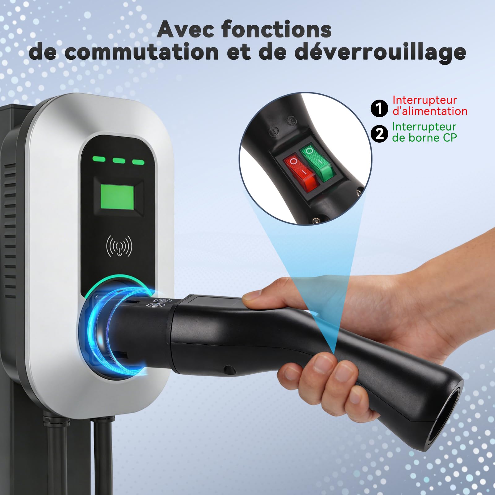 JULIK Adaptateur Type 2 vers Schuko 16A 3,7 KW – Adaptateur Wallbox AC avec Électronique Start/Stop & Déverrouillage – pour Bornes de Recharge Type 2 (IEC 62196-2)