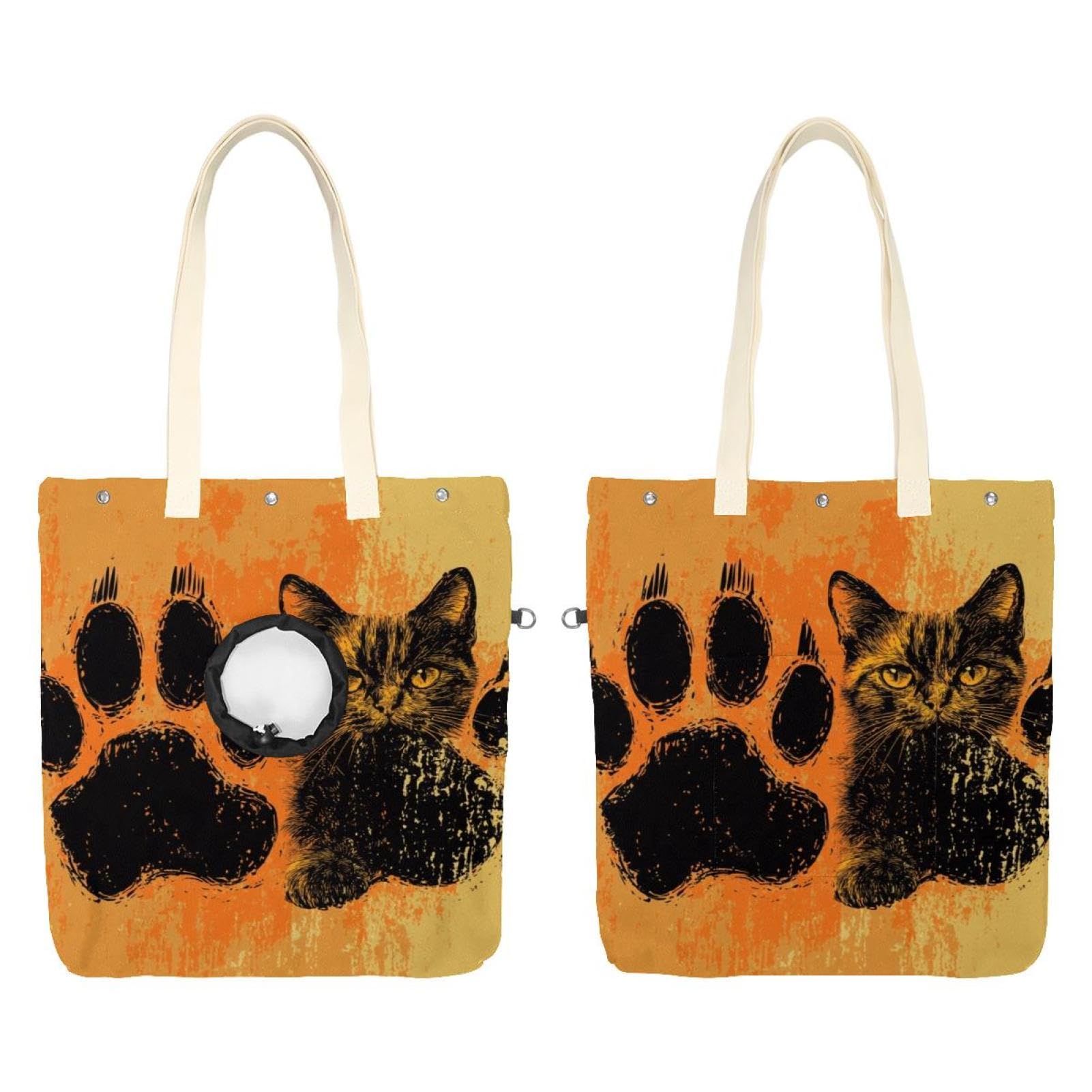Sac de transport en toile motif pattes pour chat et petit chien